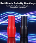 Red and black heat shrink boots for Heavy Duty 4 Gauge Copper Wire Connectors Plus Red And Black Ring Terminals For Battery Cable Adapters With Badass Conductivity And Hella Secure Wiring