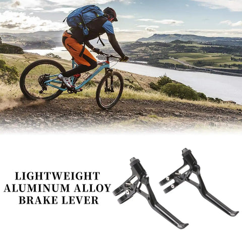 Ultralight Bicycle Brake Levers For 22.2mm Handlebars Extended Handle BMX Road MTB Levers Dope Upgrade shown with cyclist on trail