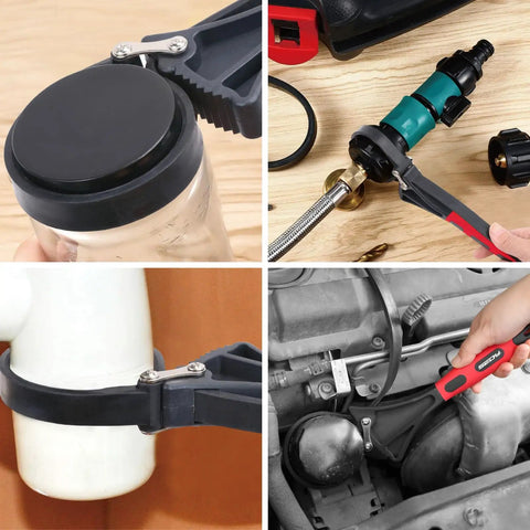 Heavy Duty Rubber Strap Adjustable Wrench Set, Includes 6 Inch And 4 Inch Wrenches, Oil Filter Jar Opener in various uses