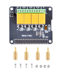 Top view of 4 Channel Relay Module for Raspberry Pi High Voltage Switching Board Plug and Play Home Automation Add On with connectors