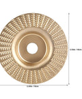 6pc Orange Wood Shaping Disc For Angle Grinder With Sanding And Polishing Features, 3.93in diameter, gold textured surface.