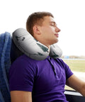 Man sleeping on bus with U Shaped Travel Neck Pillow For Long Flights And Road Trips, Ergonomic Cervical Support Cushioned Head And Neck Rest