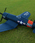 Six Channel RC Warbird Plane With 1700mm Wingspan F4U Corsair V3 PNP Kit, detailed navy blue fuselage on grass