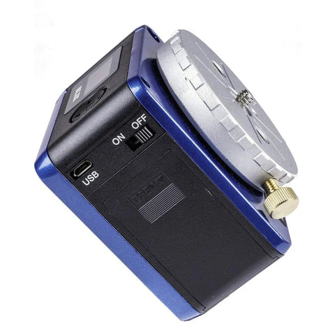 ECH 630 Compact Star Tracker for Backpacking Photogs Multi Speed Celestial Modes, USB port, on/off switch, silver dial visible