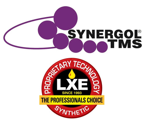 Synergol TMS logo with LXE proprietary technology badge, related to Platinum Universal ATF Protectant For Automatic Transmissions