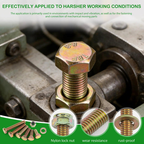 1020Pcs Metric Hex Bolt And Nylon Locknut Assortment Kit Packed With Grade 8.8 Alloy Steel And Zinc Galvanized Washers for mechanical applications.