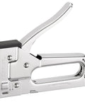 TR-45 Light-Duty Staple Gun For Home, Office, And Classroom Use - Ultra Handy Hand Tacker in lightweight silver finish, side view