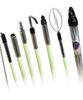 Six Piece Glow Rod Set Of Fiberglass Poles, 30 Foot Total Length, 3/16 Inch Diameter, Ultra Flexible Yet Tough, Built To Handle Tight Turns, 4 Inch Bend Radius, 500 Pound Tensile Strength, Steel Ferrules For Custom Lengths, Easy Assembly with assorted tips