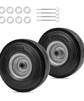 10 Inch Solid PU Tire And Wheel Replacement For Garden Carts Hand Trucks And Wheelbarrows 10x3.50-4 Flat Free Two Pack