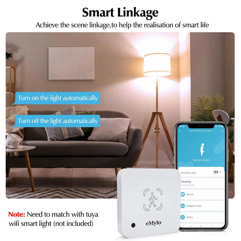 WiFi Human Presence Sensor 2 Pack With Millimeter-Wave Radar No Hub Needed 24/7 Smart Motion Alerts with app interface in room