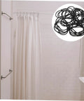 Bathroom shower with curtain mounted on 30 Pack Oval Shower Curtain Hooks Black Rustproof Metal Rings With Smooth Glide.