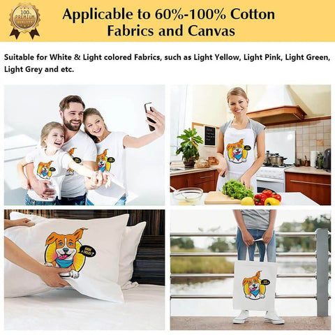 TransOurDream Tru-Heat transfer paper for light fabrics; t-shirts, pillow, tote bag with dog graphic transfers