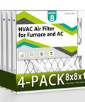 4 Pack 8x8x1 Air Filter MERV 8 For HVAC Furnace And AC Replacement, Dust Defense That Blocks Dust Like A Boss, Fits Most 8x8 Slots