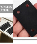Tough As Nails Stainless Steel Mending Plates And Square Connecting Brackets For Knocking Out Fast Furniture Repairs And Rock Solid Shelf Reinforcement With Dead Tight Screws For Weekend Warriors in black and flat design.