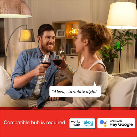Couple using Zigbee Smart Light Bulbs With Hub Required For Easy Setup, Works With SmartThings And Echo With Built In Hub