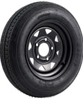 Pair Of 4.80-12 Trailer Tires On 12 X 4 Rim, 5 Lug On 4.5 Inch Bolt Pattern, Load Range C 6PR, M Speed Rating, close-up view