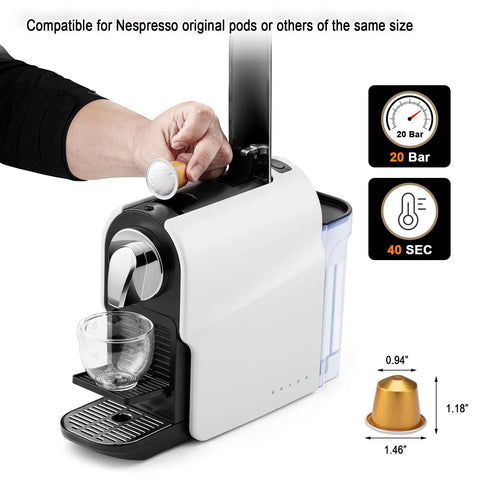 Home Espresso Pod Machine For NS Original Pods, 20 Bar High Pressure Pump, 22oz Removable Water Tank, Adjustable Cup Tray