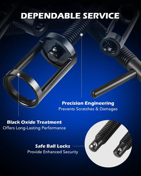 Close-up of components in Valve Spring Compressor Kit With 10 Piece Clamp Tool Set For Do It All Car, Motorcycle, ATV, Repairs.