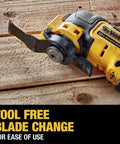 Close-up of Xtreme 12V Max Brushless Cordless Oscillating Tool with Quick Change Blades and Universal Adapter, bare tool.