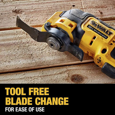 Close-up of Xtreme 12V Max Brushless Cordless Oscillating Tool with Quick Change Blades and Universal Adapter, bare tool.