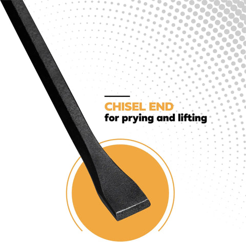 Heavy Duty 18 Inch Wrecking Bar Pry Bar With Beveled Chisel End And Slotted Claw Forged Carbon Steel for prying lifting and pulling nails