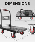Dimensions of Foldable Push Cart Dolly With 560 Lb Capacity, Heavy Duty Moving Platform Hand Truck, 4 Inch TPR Wheels