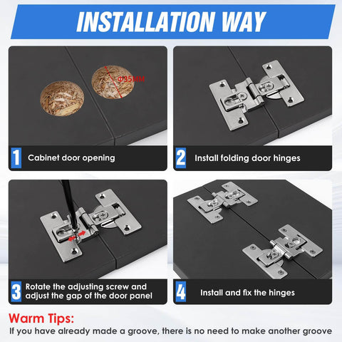 Installation guide for Heavy Duty Zinc Alloy Bifold Door Hinge Set 180 Degree Adjustable With Screws For Closet Cabinets And Bi Fold Doors 2 Pack Durable Hardware For Smooth Operation And Long Lasting Performance