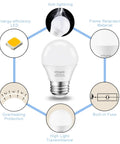 Super Bright A15 LED Ceiling Fan Bulb 6W 60W Equivalent, 4000K Natural Daylight, E26 Base with product features diagram