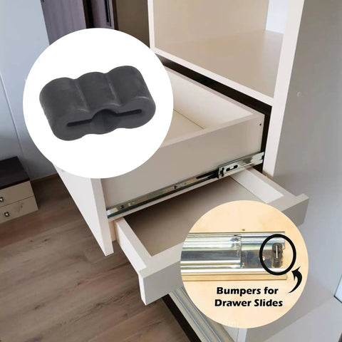 Premium Rubber Drawer Slide Bumpers For Furniture With Silent Soft Close Cushioning on kitchen drawer to reduce noise.