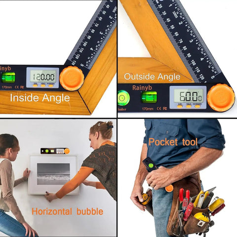 Dead On Accurate Digital Angle Finder With Bright Led Display And Spirit Level No Fuss 5 Inch Pocket Protractor for measuring inside and outside angles.