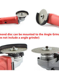 Four Inch Diamond Flat Lap Wheel Coarse Grit Angle Grinder Attachment To Polish Gemstones Glass And Stone Rapidly With Hella Edge Control And Badass Parallel Design For Ceramic Art Projects mounted on an angle grinder.