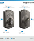 Camelot Electronic Keypad Deadbolt Lock With Keyless Front Door Entry In Antique Pewter Finish, Mechanical Key Backup Included, Easy Setup With Up To 19 Access Codes, Includes Two Pre Programmed Codes Out Of The Box, Grade 2 Security in front and side views