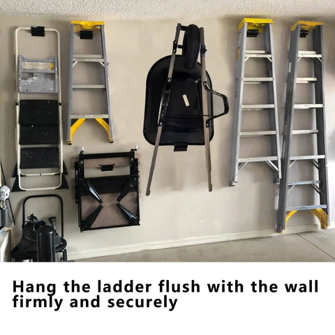 Heavy Duty Ladder Hanger Wall Mount Garage Hook Set For Wheelbarrows And Tools 4 Pack Durable Steel Rust Resistant Storage