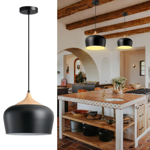 Dope Adjustable Industrial Pendant Light For Kitchen Island Overhangs Black Metal Shade 11.8 Inches Modern Hanging Light Fixtures