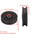 4 Pack U Type Pulley Wheel Dope Quality 0.31 By 1.77 By 0.45 Inches With 8 Mm Shaft Hole And Steel Bearings For Doors And Windows Replacement Kit Premium Fit For Sliding Doors And Windows, black U-groove wheel