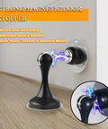 Magnetic Door Stop Six Pack No Drill Stainless Steel Door Stopper With 3M Double Sided Adhesive Tape installed on door