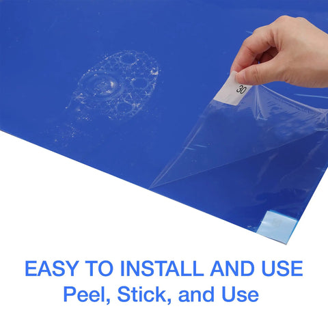 Sticky Adhesive Mats For Shoes And Equipment Wheels 24 By 36 Inch Heavy Duty Floor Mats Pack Of 150 Sheets Blue Great For Labs Homes Construction Sites And More Dust And Dirt Removal, peel and stick blue sheet