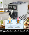 Countertop Boss Single Flavor Soft Serve Ice Cream Maker With Nofuss Auto Clean Routine And Sharp Lcd Screen For Local Sweet Shop Crews And Kitchen Counters, kitchen setup with ice cream cones.