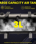 3L Dope Air Tank Kit With Adapters For DIY Airbrush Setup, black storage tank with smoke and bold 3L text, auto start stop switch