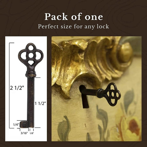 Antique Brass Hollow Barrel Skeleton Key For Cabinet Doors And Dresser Drawers Grandfather Clocks And Vintage Furniture With Classic Old School Charm Durable Die Cast Zinc Construction SK11DAB in lock