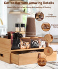 Slick Two Tier Coffee Bar Organizer With Clear Acrylic Window Top And Built In Drawer, Compact Countertop Storage Box For Coffee Pods And Mugs, Dope Kitchen Counter Setup For Your Morning Brew Routine showing compartments and coffee accessories.