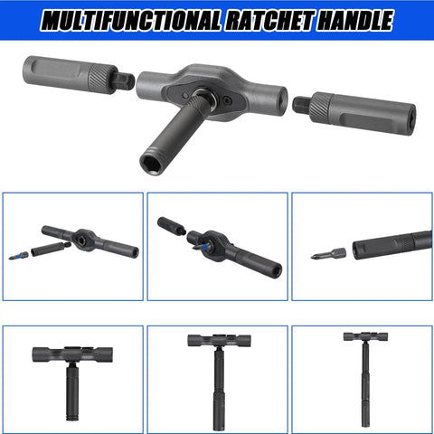 42 In 1 Magnetic Ratcheting Screwdriver Set With T Handle Multi Bit Repair Tool Kit components