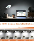 10X Real Glass Magnifying Glass With Light And Stand HD Optical Lens with various light dimmable modes shown on a desk setup