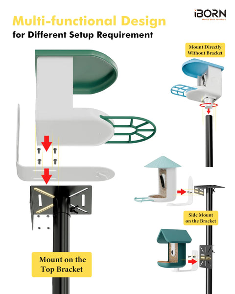 Outdoor Bird Feeder Pole Mounting Kit With A 1 Inch Thick Pole Universal Brackets For Camera Feeders And Birdhouses Bluebird House Mounting Setup For Backyard Bird Watching And Easy Outdoor Install
