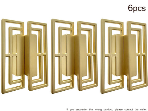 Gold Brushed Copper Finish Cabinet Handles Set Of Six 100mm Long 32mm Wide 20mm Thick Double Hole 32mm Zinc Alloy Pulls