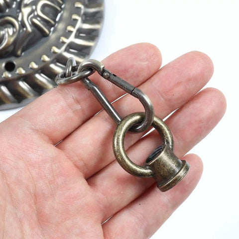 Close-up of chain and hook for Cool Hummingbird Flower Tiffany Style Stained Glass Ceiling Pendant Fixture, antique finish detail.
