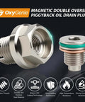 Double Oversize Magnetic Piggyback Oil Drain Plug Kit M14x1.5 Stainless Steel Self Tapping Oil Pan Thread Repair with Magnetic Seal