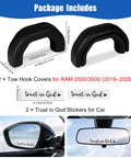 Custom Molded Silicone Tow Hook Covers For Ram 2500 3500 2019 2026 Front Tow Hitch Cover Black 2 Piece Set Package Includes
