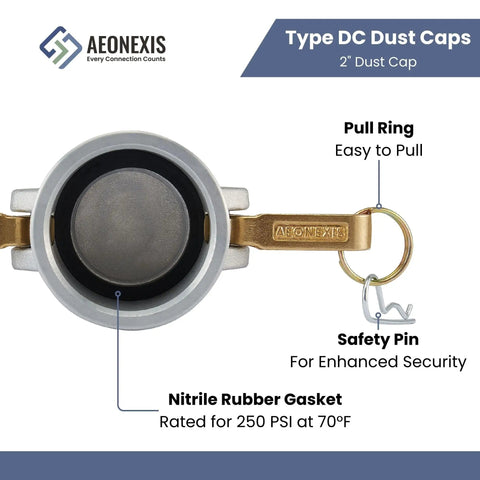 2 Pack 2 Inch Lightweight Cam Lock Fittings Type DC With Brass Handles, A380 Aluminum, Dust Cap for Water or Oil Flow Systems