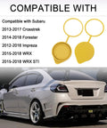Image showing product compatibility for Windshield Washer Fluid Cap Replacement Direct Fit OEM 86615FJ000 For Subaru models with yellow cap.